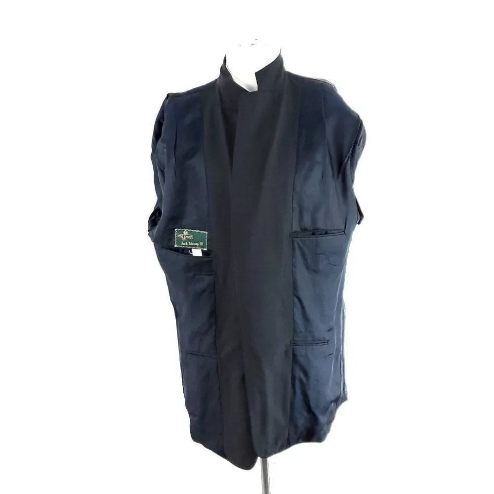 Tom James Bespoke‎ 2 Button Blazer 46L Black Blue Black Check